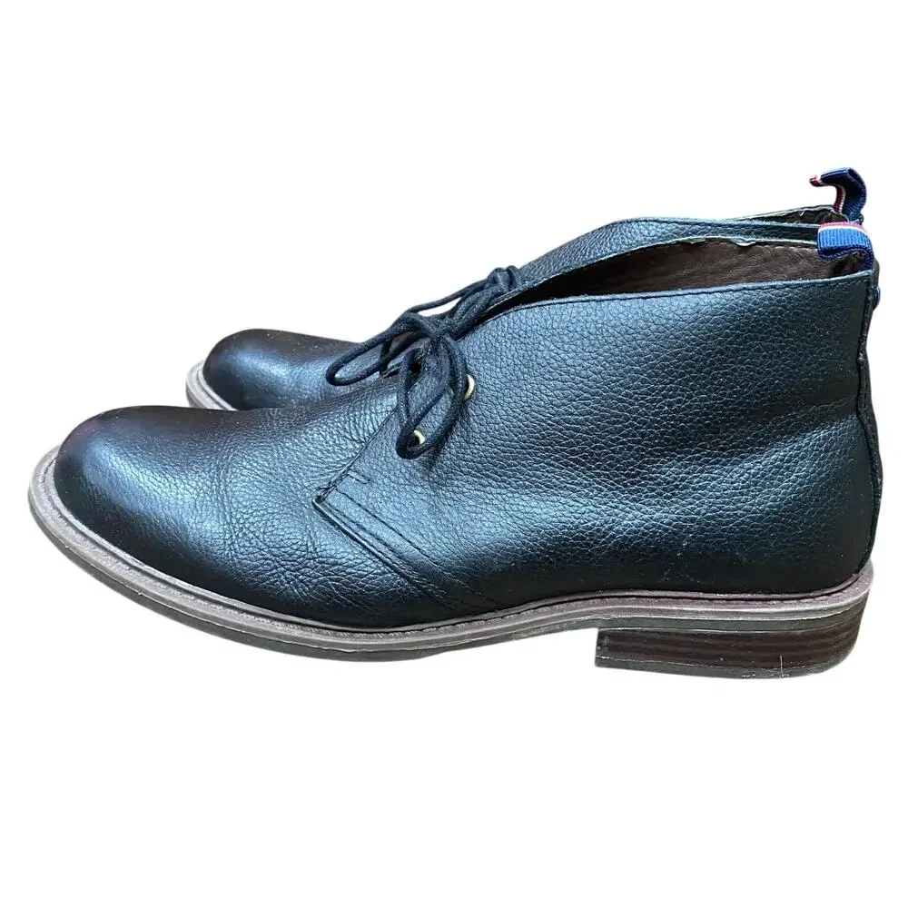 Tommy Hilfiger Chukka Boots Men’s Shoe Size 9 Black Leather Lace Up Ankle Boots
